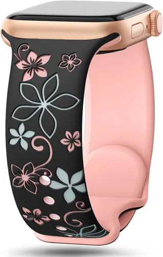 Miniatura 19 de Correas con grabado floral compatibles con Apple Watch Band de 1.49, 1.57, 1.61, 1.65, 1.73, 1.77, 1.92 pulgadas para mujeres, correas deportivas