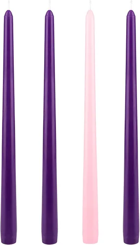 Miniatura 13 de Mega Candles Juego de 4 velas de Adviento de Navidad sin perfume, vertidas a mano, velas cónicas de cera prémium de 10 pulgadas x 7/8 pulgadas