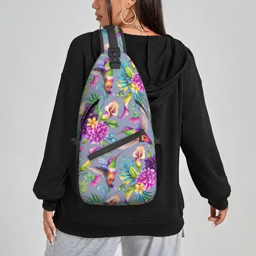 Miniatura 6 de NiuKom Mochila pequeña tipo bandolera para el pecho, bolsa de hombro, gimnasio, ciclismo, viajes, senderismo, mochila para mujeres y hombres, Flores