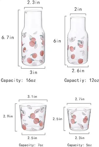 Miniatura 2 de Juego de jarras de agua de noche de cristal transparente, jarra y taza de noche