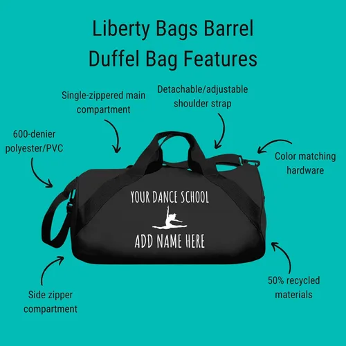 Miniatura 4 de Bolsa de baile personalizada con escuela y nombre bolsa de lona de barril