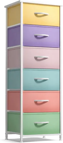 Miniatura 10 de Sorbus Cómoda de tela para dormitorio de niños, cómoda de 5 cajones, torre de almacenamiento alta, organizador de ropa, para armario, sala