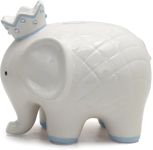 Miniatura 4 de Child to Cherish Alcancía de elefante de coco de cerámica, color azul