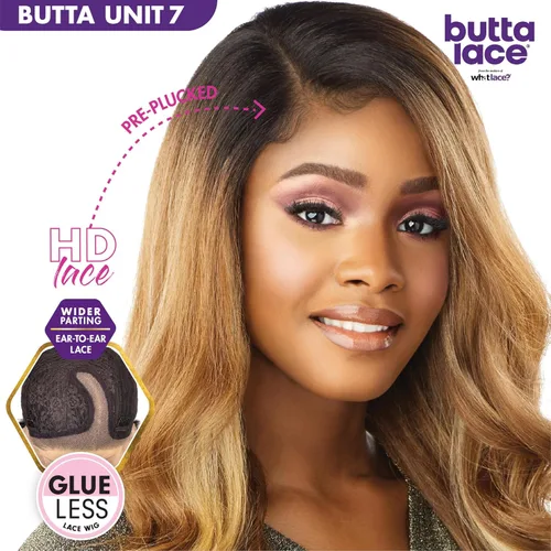 Miniatura 2 de Sensationnel Butta - Pelucas de encaje – Unidad 7 extra ancha de 5 pulgadas de profundidad, línea de cabello sintético previamente despuntada, sin