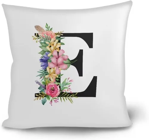 Miniatura 22 de Fundas de almohada decorativas del alfabeto, fundas de almohada con estampado floral de la letra B, fundas de almohada cuadradas suaves, fundas