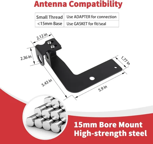 Miniatura 6 de Linskip Antena CB de Servicio Pesado Compatible con Montaje en Mástil de Puerta Trasera para Chevrolet Silverado y GMC-Sierra 1500 2014-2018