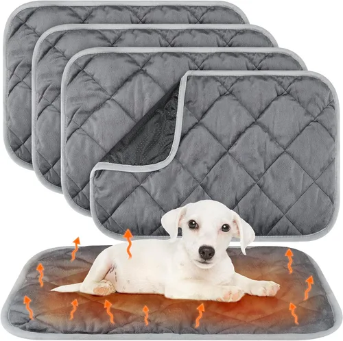 Miniatura 9 de Paquete de 4 Almohadillas Autocalentables para Gatos, Alfombrilla Autocalentable para Perros que Refleja el Calor Corporal, Almohadilla Térmica