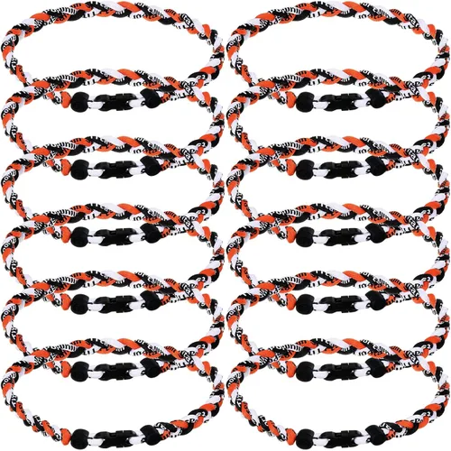 Miniatura 8 de Zeyune Collar de béisbol de 18 pulgadas para niños, tres cuerdas trenzadas, tornado, titanio, collar de cuerda de béisbol para hombre