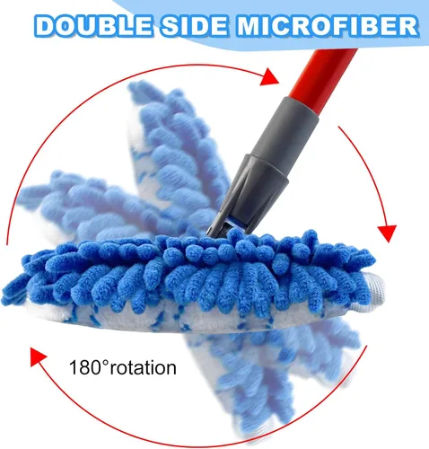 Miniatura 5 de Trapeadores de microfibra para limpieza de pisos, trapeador plano con 3 almohadillas reutilizables y mango extensible de 58 pulgadas de largo