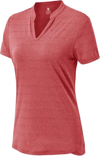 Miniatura 95 de Gopune Polo de golf con cuello en V para mujer, sin cuello, manga corta, ligera, de secado rápido, camisetas de tenis para correr