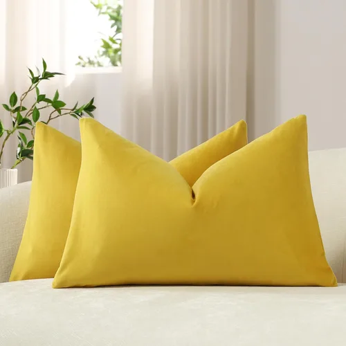 Miniatura 48 de Dezene - 2 fundas decorativas de terciopelo para almohada Hielo de vainilla