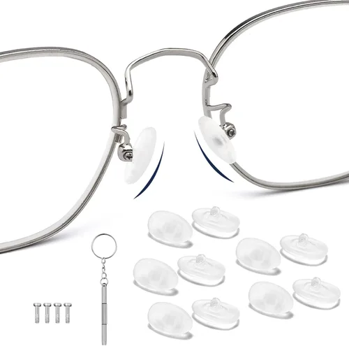 5 pares de almohadillas de silicona atornilladas para la nariz, almohadillas de repuesto suaves y antideslizantes para lentes de sol con tornillos y