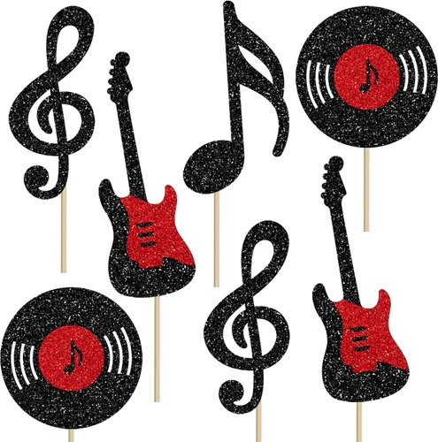Miniatura 2 de Centro de mesa de notas musicales para decoración de fiesta de cumpleaños musical de rock, 12 piezas de decoración de mesa de guitarra de rock