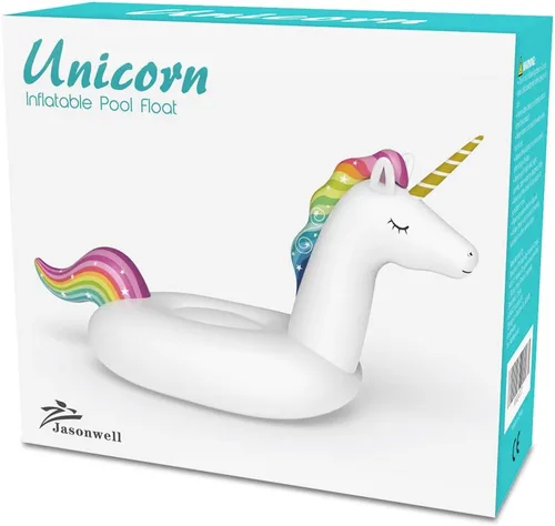 Miniatura 6 de Jasonwell Flotador inflable grande de unicornio para piscina, con válvulas rápidas, gran flotador, para verano, playa, piscina, fiesta, sala