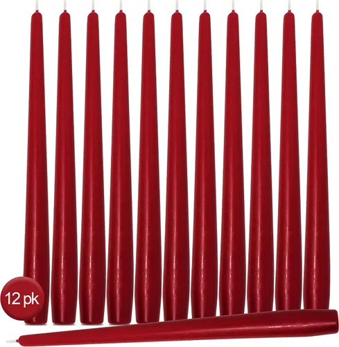 Miniatura 2 de Hyoola Velas cónicas altas – Velas cónicas sin goteo de 10 pulgadas color rojo cereza – 8 horas de tiempo de combustión – 12