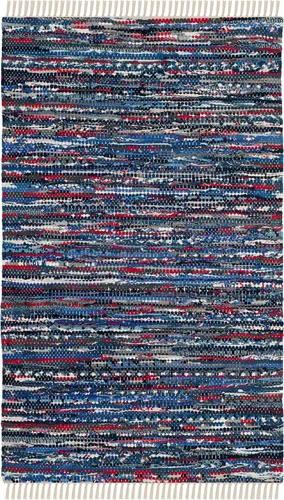 Miniatura 30 de SAFAVIEH Rag Rug Collection - Alfombra decorativa de 2 x 3 pies, color gris, hecha a mano, de algodón a rayas, ideal para zonas de alto tráfico