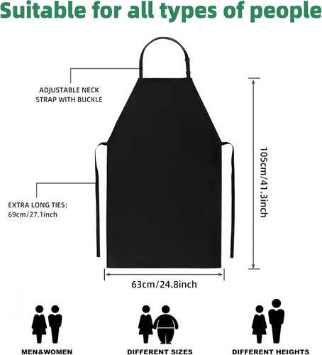Miniatura 4 de Delantal Impermeable de Servicio Pesado - para Adultos Unisex, Ultraligero, Delantal de Trabajo Industrial Resistente a Químicos Negro-1 paquete