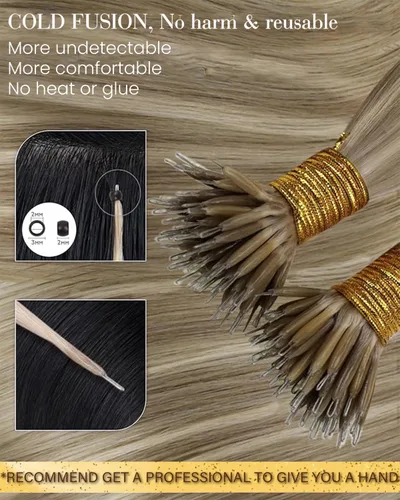 Miniatura 14 de 【Descuento】Hetto - Extensiones de cabello con cinta adhesiva, 40g, extensiones de cabello humano, color rubio ceniza oscuro degradado a rubio medio