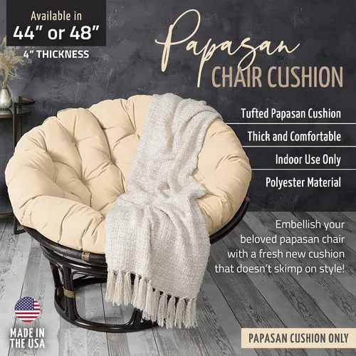 Miniatura 5 de Sorra Home - Cojín con mechones Papasan - Cojín redondo cómodo para silla Bucket & Moon - Cojín de piso con espuma suave para muebles