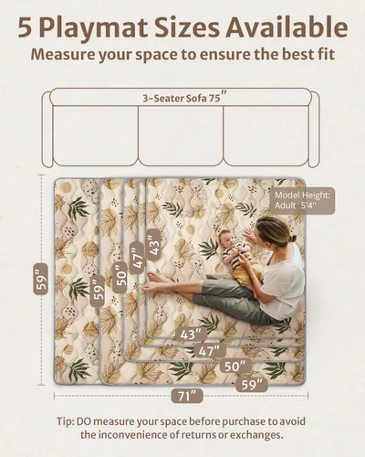 Miniatura 3 de Blissful Diary Alfombras de Juego para Bebés para el Piso, Alfombra de Pañal de 50x50, Almohadilla de Espuma con Acolchado Grueso para Bebés y Niños