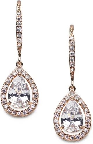 SWEETV Pendientes de boda de lágrima para novias, damas de honor, aretes colgantes de circonita cúbica para graduación, fiesta, ocasión formal,