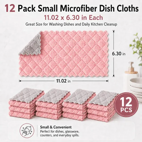 Miniatura 2 de kimteny Paquete de 12 Paños de Cocina para Platos, Paños de Cocina Premium, Paños de Cocina de Terciopelo Coral Superabsorbentes, Antiadherentes al