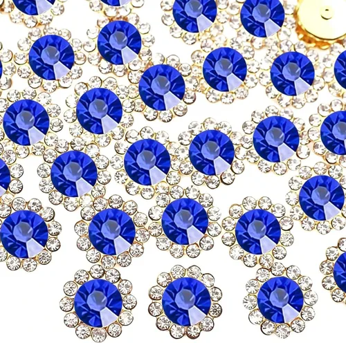 Miniatura 18 de 120 piezas de 12 mm de girasol coser en diamantes de imitación de cristal, gemas de vidrio, diamantes de imitación de metal para manualidades