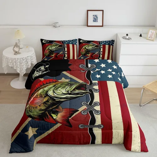 Miniatura 14 de Juego de edredón de bandera estadounidense para adultos, adolescentes, niños, soldado de camuflaje, edredón de plumón para niños y hombres, bandera