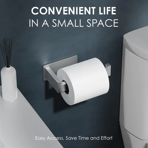 Miniatura 5 de Auxmir - Soporte de papel higiénico autoadhesivo, soporte de rollo de papel de acero inoxidable SUS304 de alta calidad y resistente al óxido, sin
