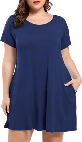 BELAROI - Vestidos para mujer, de manga corta, suelto, de verano, casuales, con bolsillos, vestidos tipo camiseta.