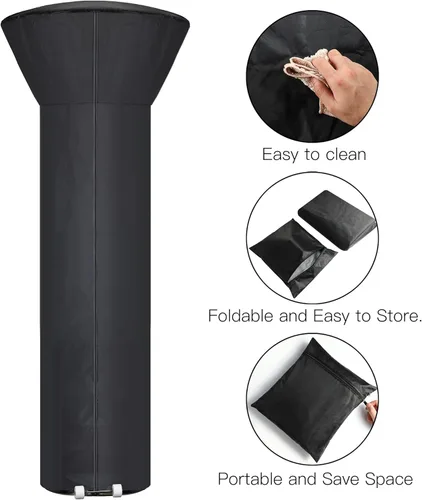 Miniatura 3 de 2 Pack de cubiertas para calentador de patio impermeables con cierre y bolsa de almacenamiento, cubierta para calentador al aire libre