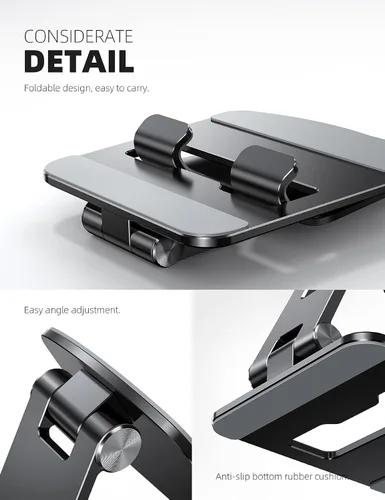 Miniatura 6 de Lamicall - Soporte ajustable para tableta portátil - Soporte plegable para teléfono, rotación de 360°, montaje de escritorio para tabletas de Negro