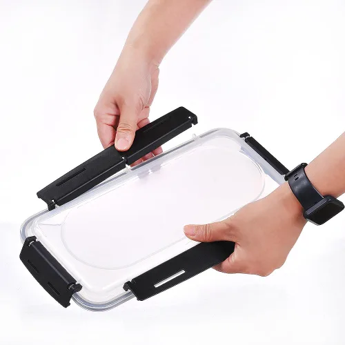 Miniatura 6 de Contenedor de almacenamiento de alimentos sellados rectangulares gruesos, juego de 4 litros/135 onzas, contenedor de almacenamiento para crujientes