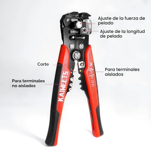 Miniatura 2 de KAIWEETS Pelacables Autoajustable - Herramienta de Pelado de Alambre Automática 3 en 1 de Servicio Pesado Cortador de Alambre 10-24 AWG para Corte