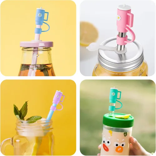 Miniatura 5 de NiHome 4 tapas de popote de silicona para vaso Stanley Quencher de 0.4 pulgadas/0.394 in, a prueba de polvo, compatible con Stanley Cup, sin BPA