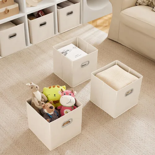 Miniatura 7 de MAX Houser Paquete de 6 contenedores plegables de tela con asas, ideales para organización de armario, dormitorio y guardería