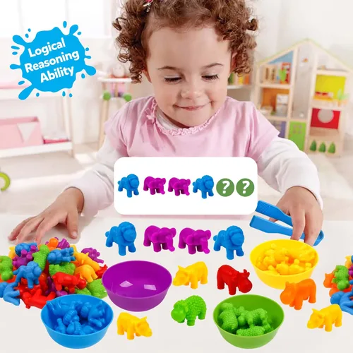 Miniatura 6 de Juguete de contar animales, juegos a juego con cuencos de clasificación, juguetes de clasificación para niños pequeños, actividades de aprendizaje