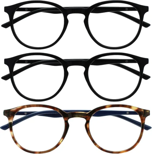 Miniatura 30 de OPULIZE MET - Lentes de lectura con bloqueo de luz azul para mujeres y hombres, marco redondo delgado con bisagras de resorte, resistentes a los 1