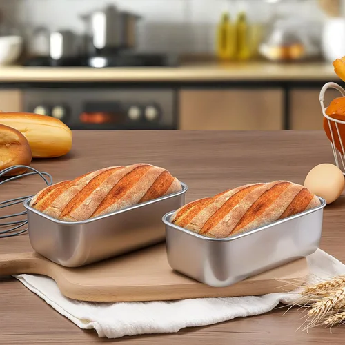 Miniatura 3 de LIANYU Paquete de 4 mini moldes para hornear pan, 6.3 x 3.5 pulgadas, molde pequeño de acero inoxidable para pan casero, molde de hojalata
