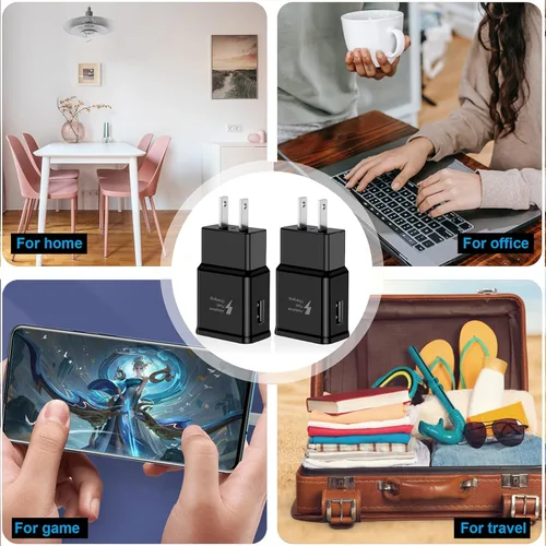 Miniatura 7 de Paquete de 2 adaptadores de carga rápida adaptables para Samsung Galaxy S26 S25 S24 S23 S22 S21 S20 S10 Plus S9 S8 S7 A57 A36 A26 A17 A15 A14 A13