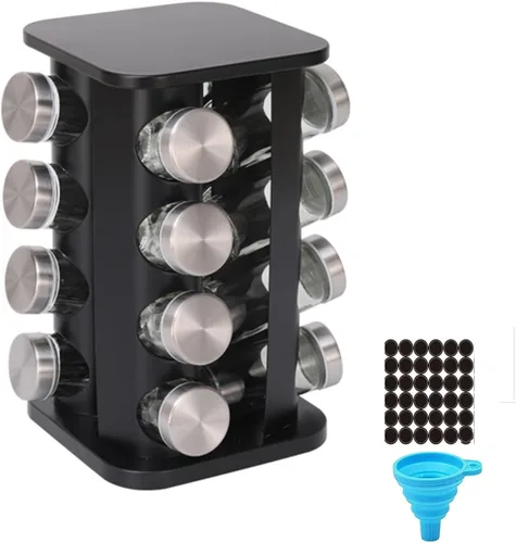 Miniatura 9 de Juego de estante de especias giratorio, organizador de torre de especias de cocina para encimera o gabinete, organizador de condimentos giratorio