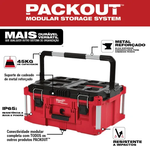 Miniatura 9 de Milwaukee Electric Tool 48-22-8425 Pack Out, Caja de Herramientas Grande, Rojo