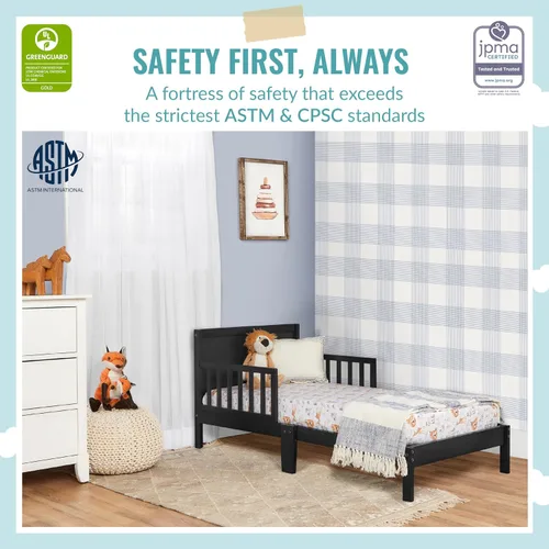 Miniatura 4 de Dream On Me Brookside - Cama para niños pequeños en negro, certificado Greenguard Gold, certificado JPMA y colchón ortopédico de fibra firme