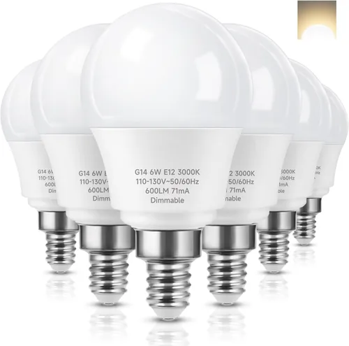 Miniatura 12 de Bombilla LED E12 regulable, 6 W, equivale a 60 W, bombilla candelabra A15, bombilla LED para ventilador de techo, candelabros, apliques de pared