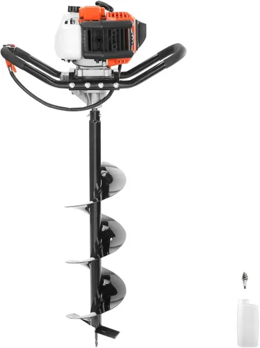 VEVOR Excavadora de Agujeros para Postes, Excavadora de Agujeros para Postes con Barrena de 43cc 1250W, Excavadora de Tierra a Gas con Broca de