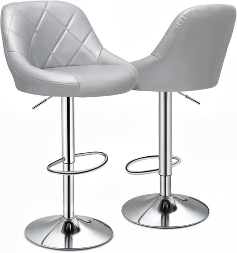 Miniatura 11 de Magshion Juego de 2 taburetes de bar, taburetes de bar giratorios de altura de mostrador, moderna silla de isla con respaldo y reposapiés para Gris