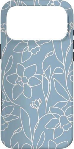 Miniatura 22 de Poppy Flower Line Art Modern Leaves Boho Light Blue Case for iPhone 17