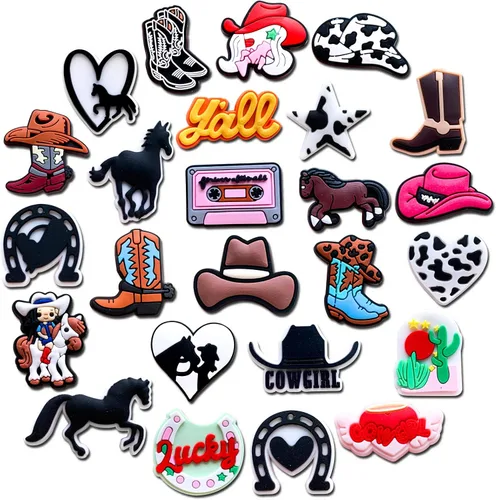 Wlyosvje 25 40 dijes para zapatos de vaquera, decoración para sandalias tipo zueco, accesorios occidentales para niñas y mujeres, recuerdos de fiesta
