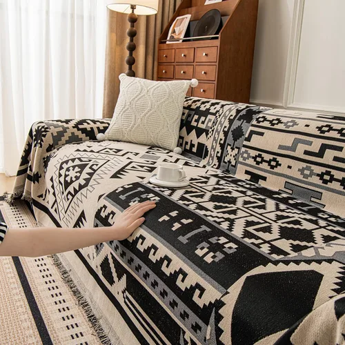 Miniatura 41 de ROOMLIFE Manta Funda Azteca Bohemia para Sofá, Decoración del Hogar Estilo Granja, Fundas de Sofá para Loveseat, Sofás de 2/3 Cojines, Apta