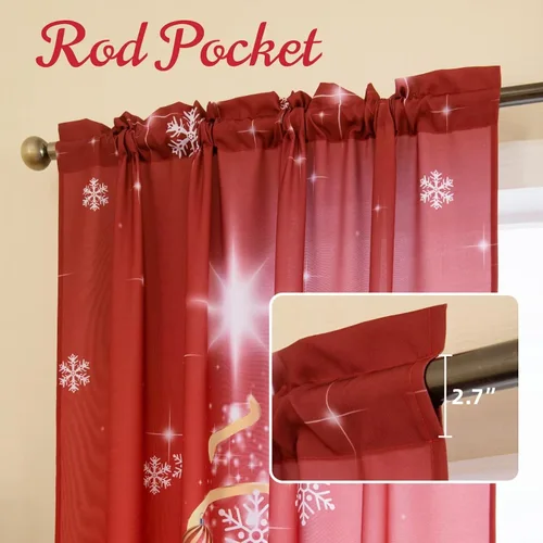 Miniatura 4 de MikiUp Cortinas de Navidad con copos de nieve para dormitorio, cortinas de Navidad degradadas de 63 pulgadas de largo, para oscurecer la habitación